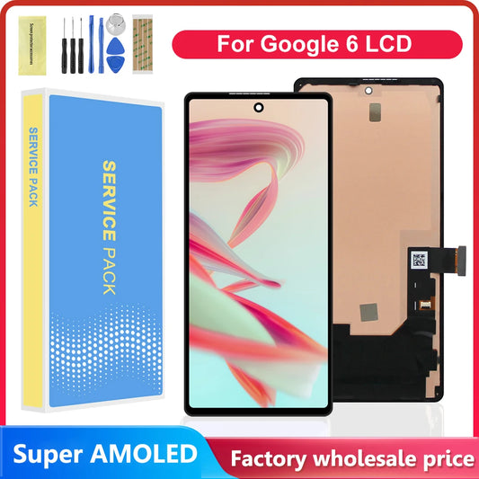 AMOLED For Google Pixel 6 LCD Display Touch Screen Digitizer Assembly Replacement For Pixel6 GB7N6 G9S9B16 LCD With Frame