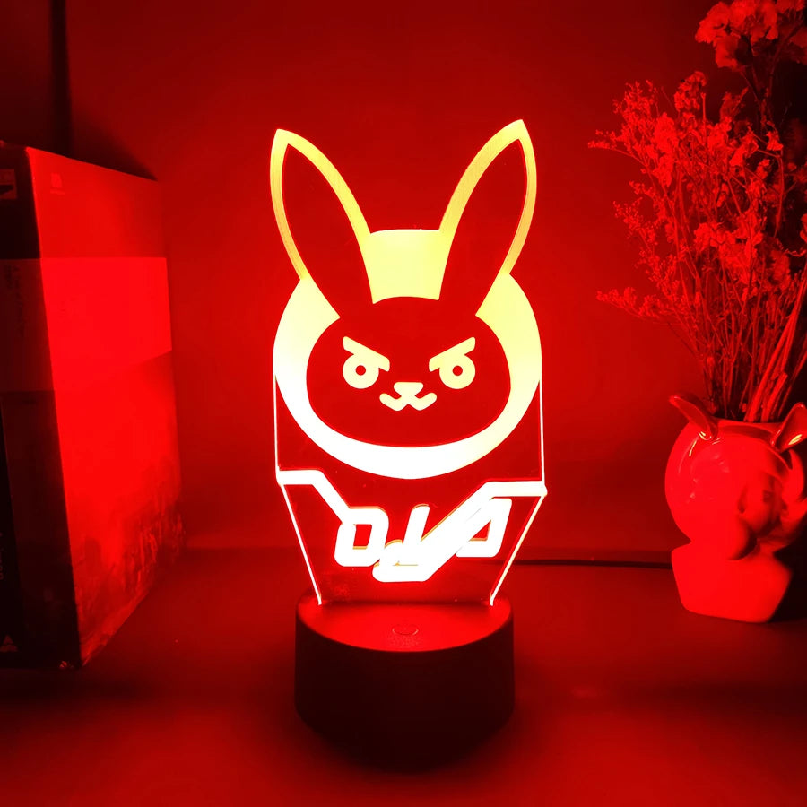 Game Overwatch Figurine DVA Rabbit Bunny Night Lamp Holiday Atmosphere Lighting Decoration Cool Friend Gift Gaming Room Setup