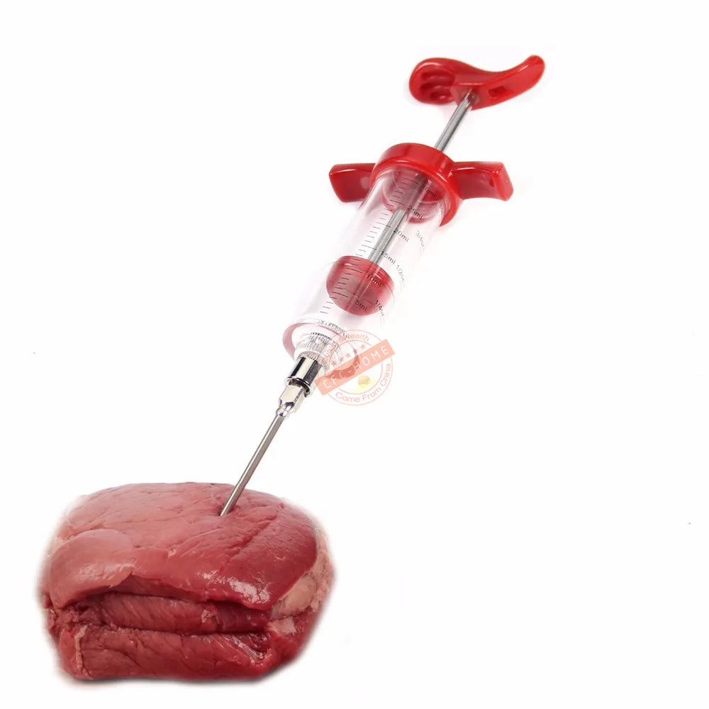 Turkey Injector Syringe - 3 Marinade Injector Needles, 1oz Meat Injector Syringe with Cleaning Brush, Easy to Use & Clean