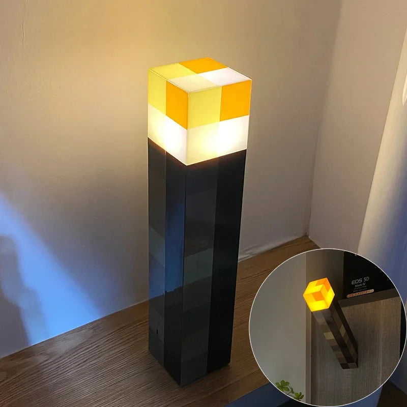 Creative Brownstone Torch Lamp Usb Rechargeable Game Ore Night Light for Living Room Party Gaming Room Decoration Children Gifts