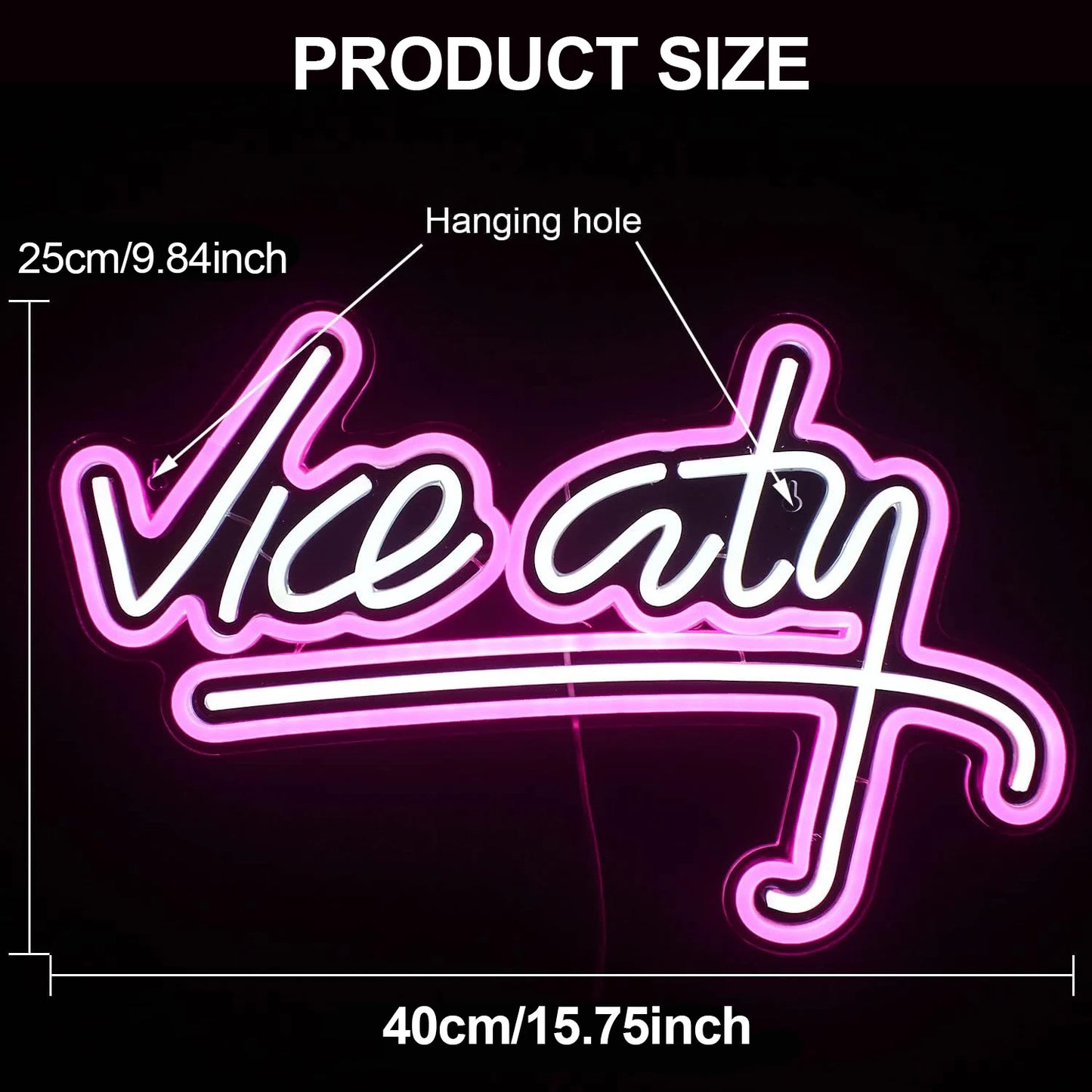 Vice City Neon Sign On/Off switch 5V USB Powered Led Night Lights for Bedroom Wall Decor for Game Room Bar Man Cave Gaming Zone