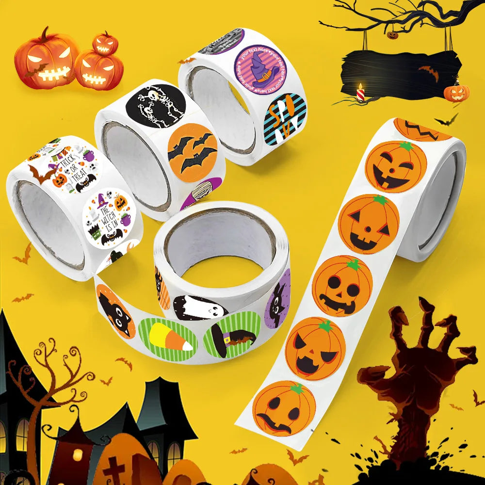 500 Pcs Pumpkin Ghost Halloween Stickers for Kids Round Sticker Gift Sealing Label Envelope Decor Stationery Stickers 1 inch