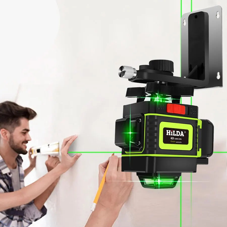 HILDA 16/12 Lines Laser Level Green Line SelfLeveling 360 Horizontal And Vertical Super Powerful Laser Level Green Beam