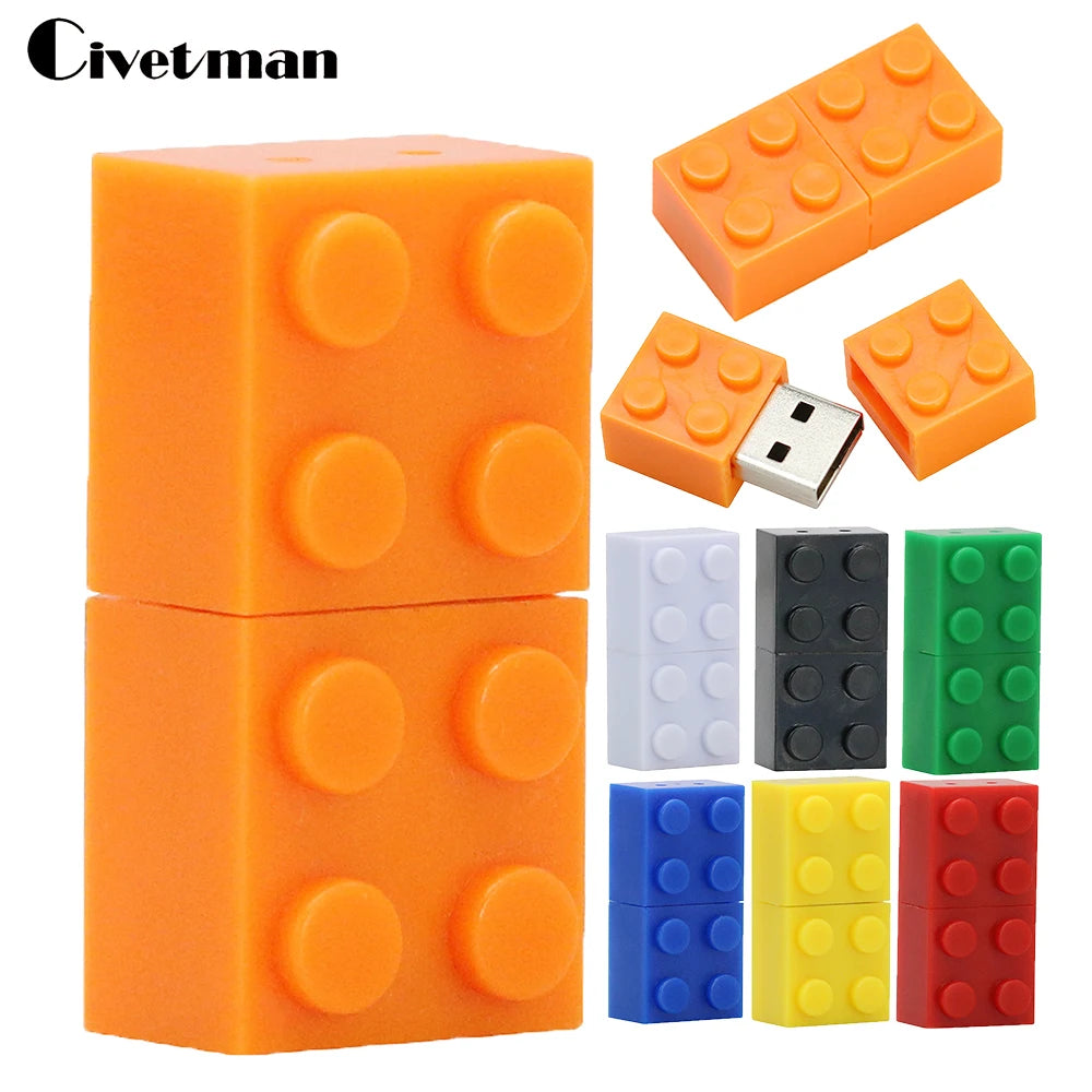 Toy Building Block Pendrive 128GB Memoria USB Plastic Brick USB Flash Drive 256G Pen Drive 64GB 32GB 16GB 8GB Cle Usb Stick Disk