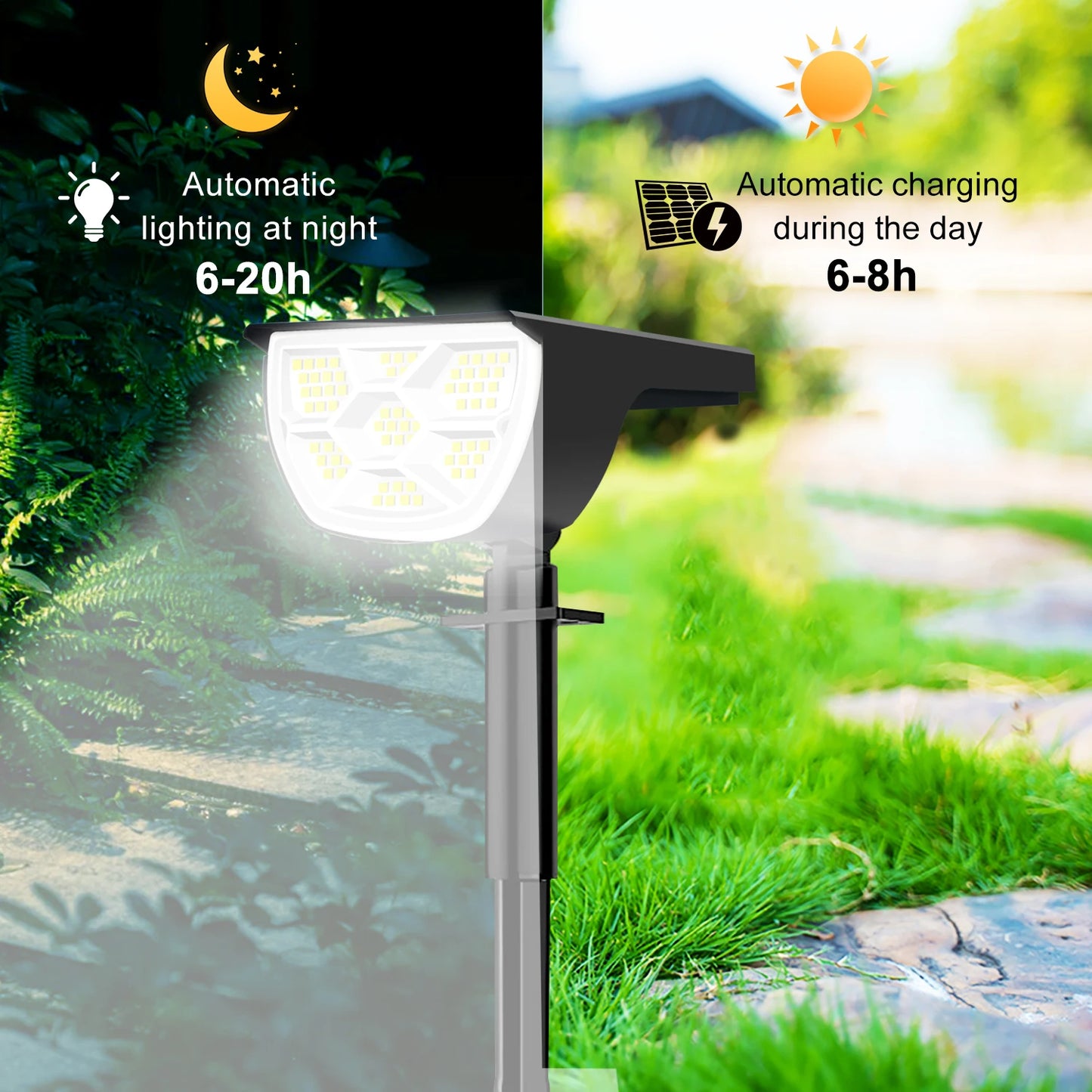 Outdoor 72/68 LED Solar Landscape Spotlights IP65 Waterproof Solar Light with 3 Modes Solar Garden Lighting for Outside Yard