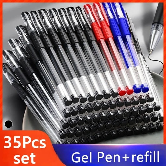 35 PCS Gel Pen Set School Supplies Black Blue Red Ink Color 0.5mm Ballpoint Pen Kawaii Pen Writing Tool School Office Stationery