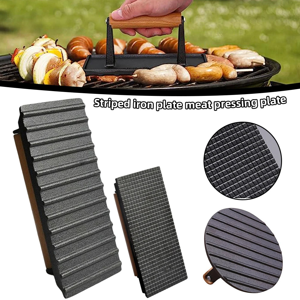 Universal Rectangular Meat Press Heavy-Duty Steak Burger Press With Handle BBQ Cooking Tool High Temperature Resistance