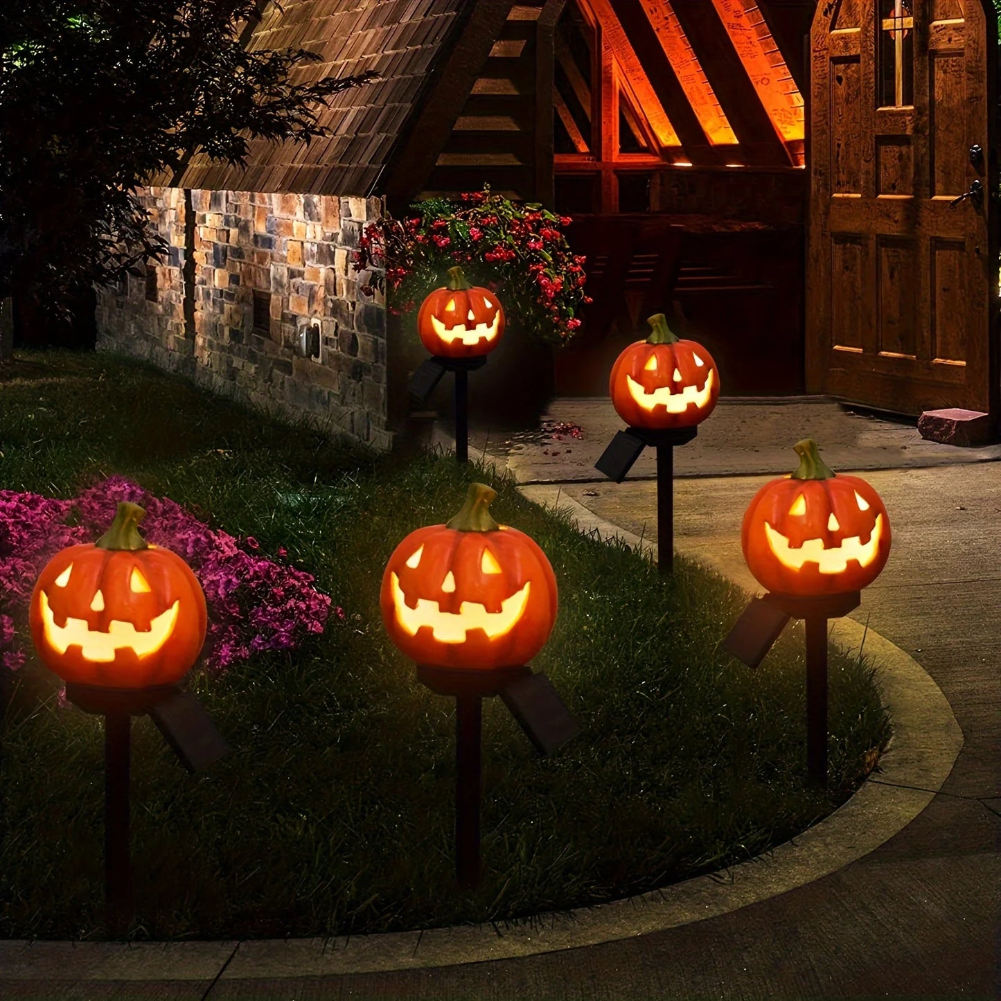 Outdoor Jack-o-lantern Solar Lights Waterproof Halloween Insert in The Ground Yard Decorative Props Atmosphere Decorative Lamp