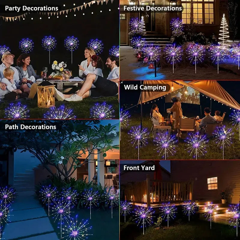 New Upgraded 420LED Solar Fairy Lights Waterproof Outdoor Firework Light 360LED Starburst Lights For Garden Party DIY Decoration