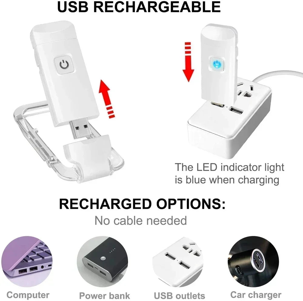 New USB Rechargeable Folding Portable Reading Book Lights Eye Protection 3 Light Colors Adjustable Brightness Night Lamp