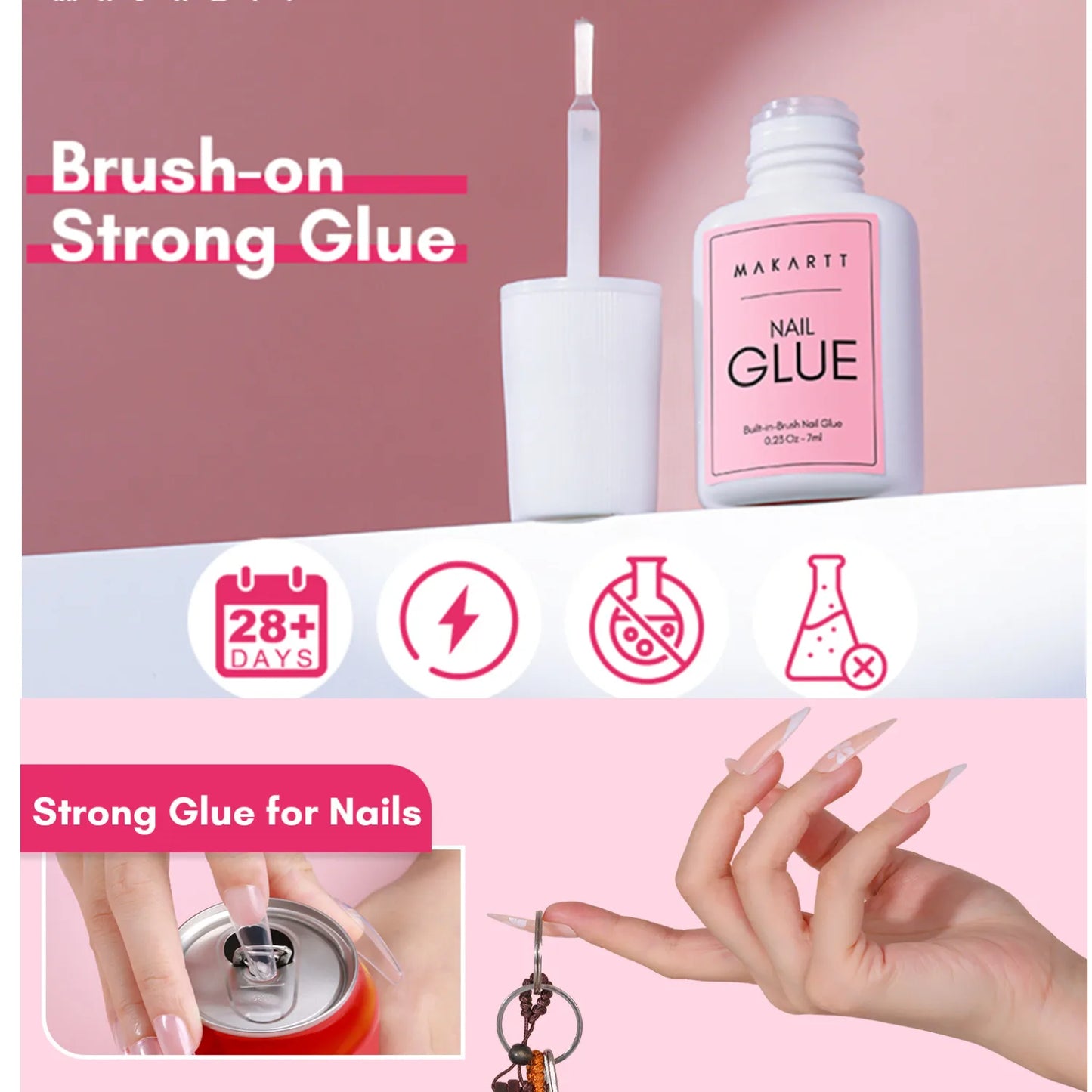 Makartt Nail Gel Glue for Press On Nails Soft Acrylic Gel Nail Tips Fake Nails,Super Strong Glue Easy to Control No Lamp Needed