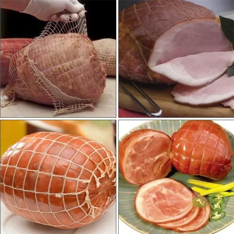 Woven Smoked Meat Packaging Net Cover Elbow Barbecue Ham Sausage Bacon Cooked Food Net Bag Kitchen Cooking Tool Accessories