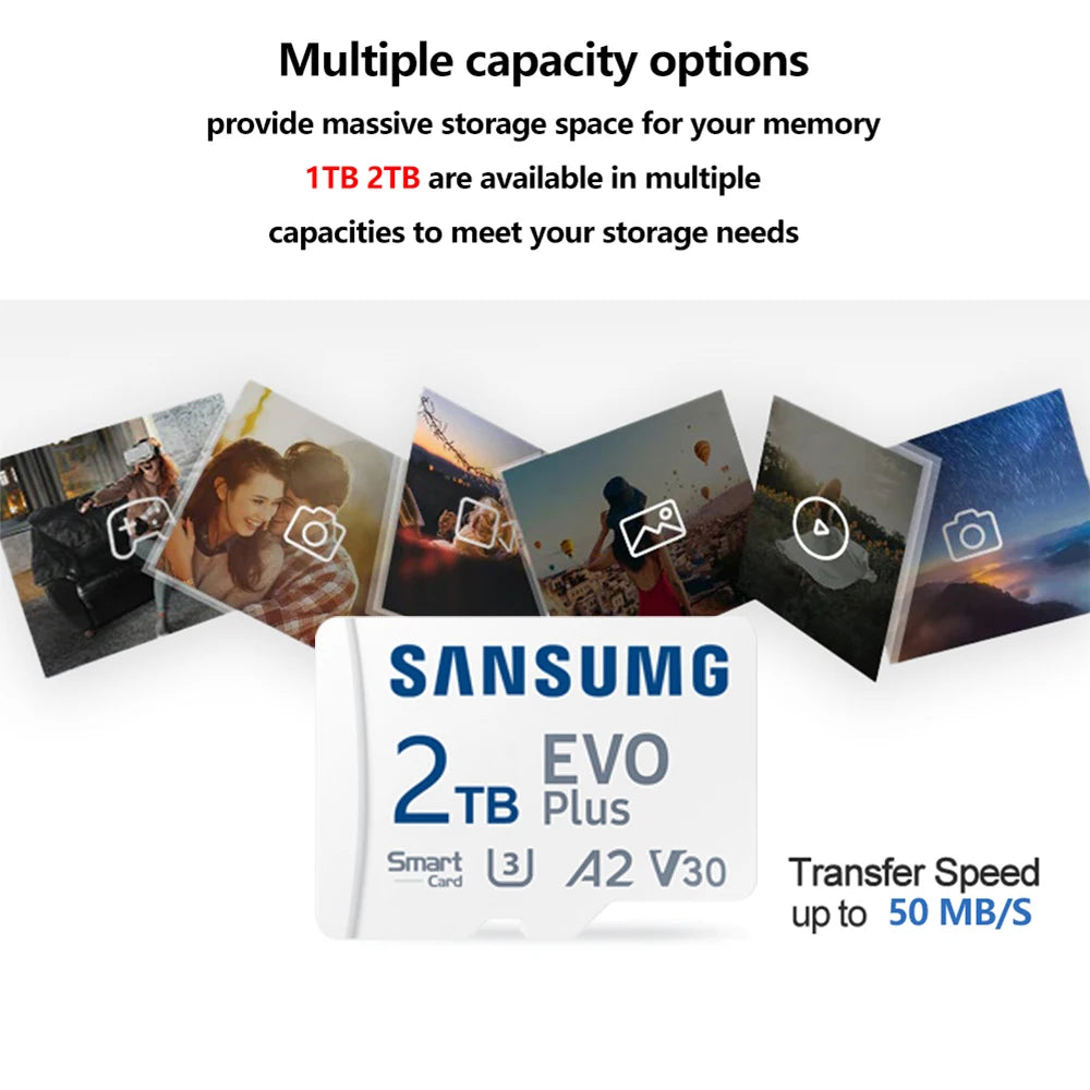 SD Memory Card High Speed 1TB TF Flash Card SD Card Micro TF Card 2TB Video Card For Camera Nintendo Switch UAV Phone SD Adapter