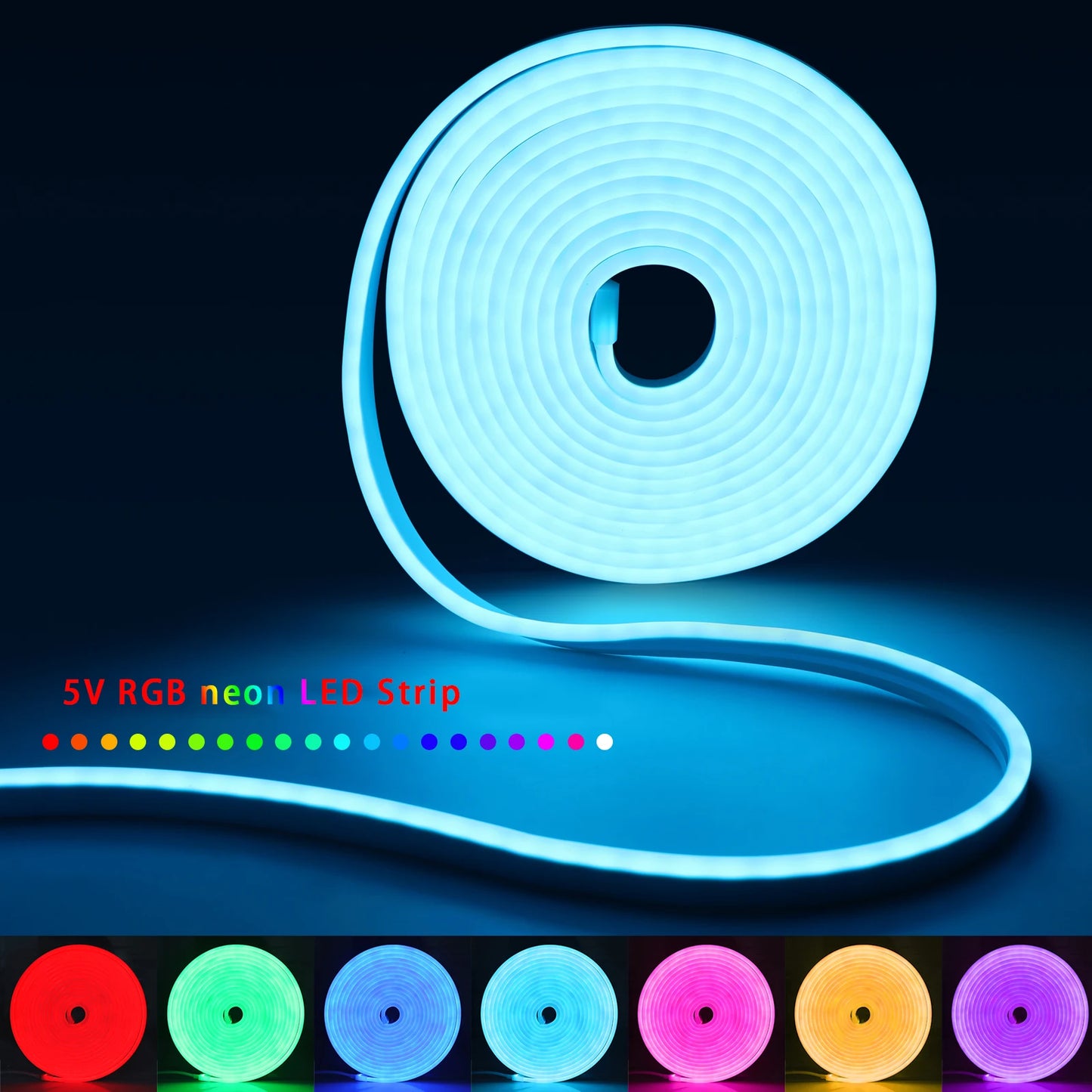 DC5V RGB Neon LED Strip Bluetooth App with 24key Remote Waterproof Neon Strip Light RGB Strip for TV Home Outdoor Decor Lighting