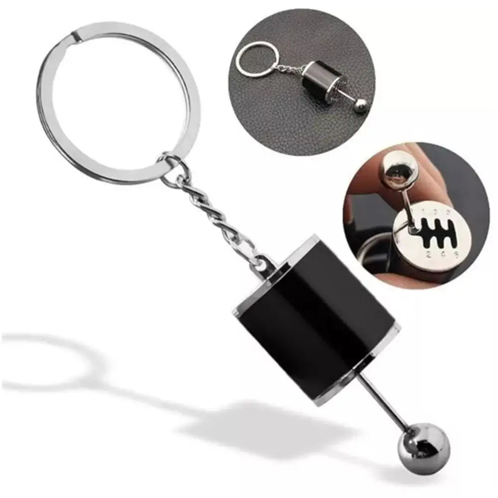 Creative Car 6 Speed Gear Head Keychain Car Styling Keyring Gear Knob Shift Stick Gift Car Interior