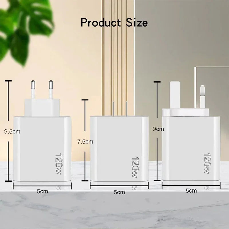 Xiaomi 120W Fast Charging Multi 5 Ports USB C PD Interface Charger Quick Charge Phone Charger Adapter For iPhone Xiaomi Samsung