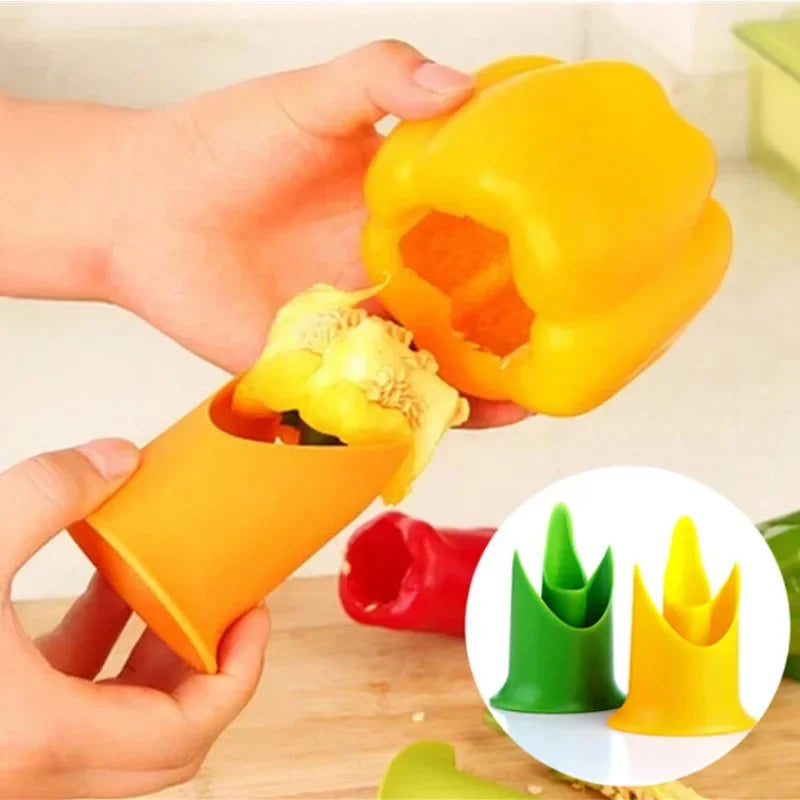 Slicer Vegetable Cutter Random Pepper Fruit Tools Cooking Device 2pcs Kitchen Seed Remover Creative Corer Cleaning Coring Gadget