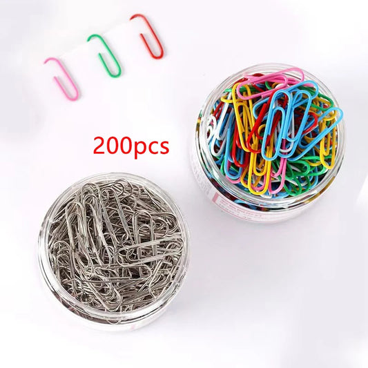 200pcs  28mm Colored Metal Paper Clip Creative Bookmark Office Stationery Cartoon Anti Rust Pin Return Type Needle