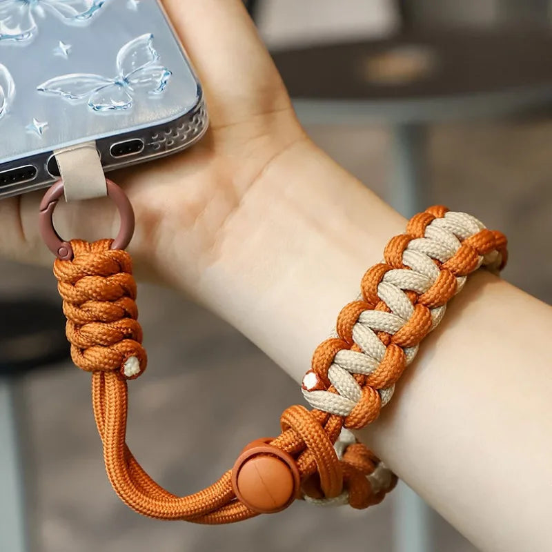 Handwoven Adjustable Mobile Phone Universal Case Lanyard Wrist Strap Outdoor Sports Anti-Lost Bracelet Hanging Card Cord Charm