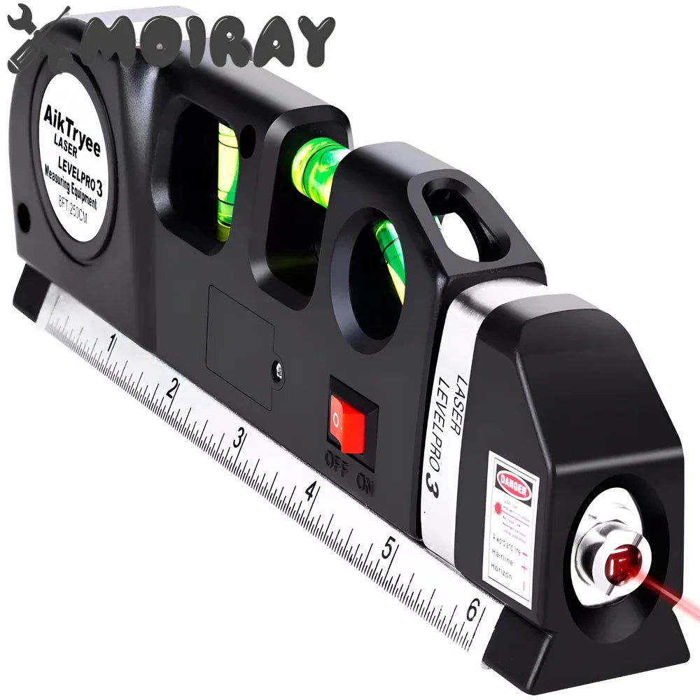 Laser Level Multipurpose Line Laser Leveler Tool Cross Line Lasers with 8FT 2.5M Standard Measure Tape and Metric Rulers