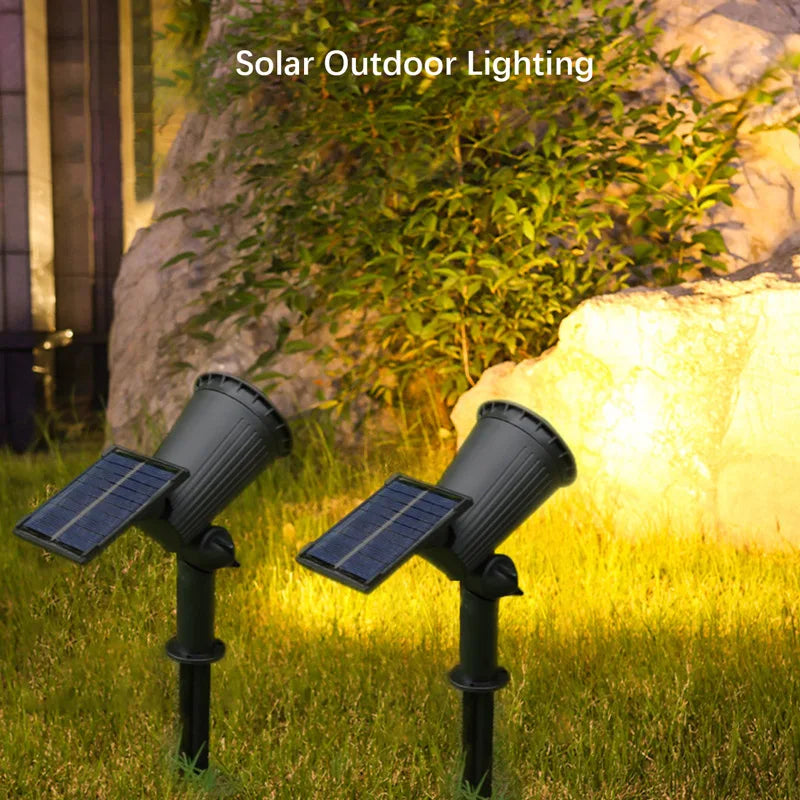 9 LED Solar Spotlights Outdoor IP65 Waterproof Brightness Adjustable Spot Light Garden Backyard Driveway Patio Decor Lamp