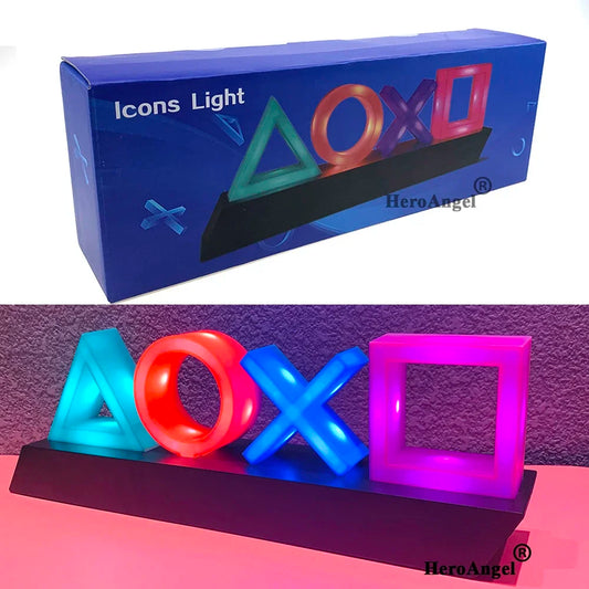 New Game Icon Light for PS4/PS5 Voice Control Decorative Lamp for Playstation Player Commercial Colorful Lighting Game Led