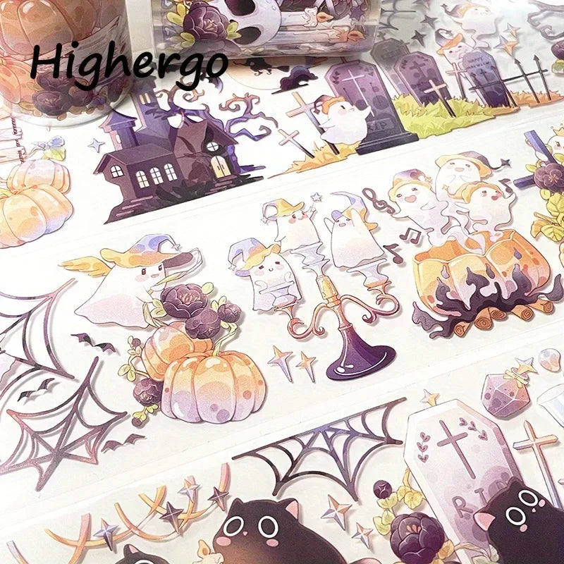 5Rolls/Set PET Tape Halloween Washi Masking Tape Decorative Adhesive Stickers For Scrapbooking Journal Aesthetic Stationery