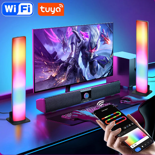 Smart RGB Led Light Bars Tuya Wifi Music Sync Led TV Backlights for Gaming, PC, Room Decoration, Work with Alexa and Google Home