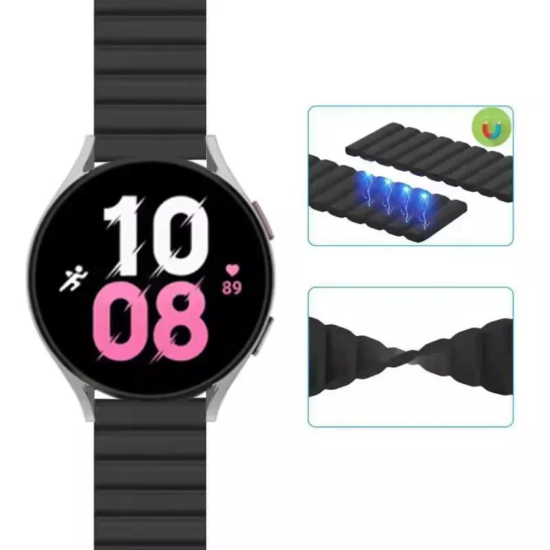 Magnetic Loop Strap For Samsung Galaxy Watch 6 5 4 40MM 44MM/4 6 Classic 46 43 47mm/5 Pro 45mm Band Silicone 20mm 22mm Watchband