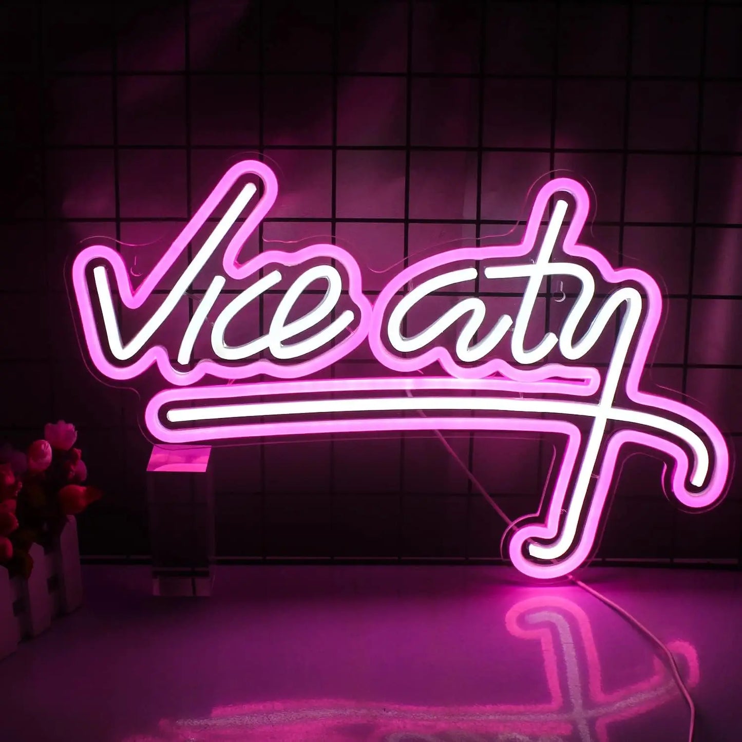 Vice City Neon Sign On/Off switch 5V USB Powered Led Night Lights for Bedroom Wall Decor for Game Room Bar Man Cave Gaming Zone