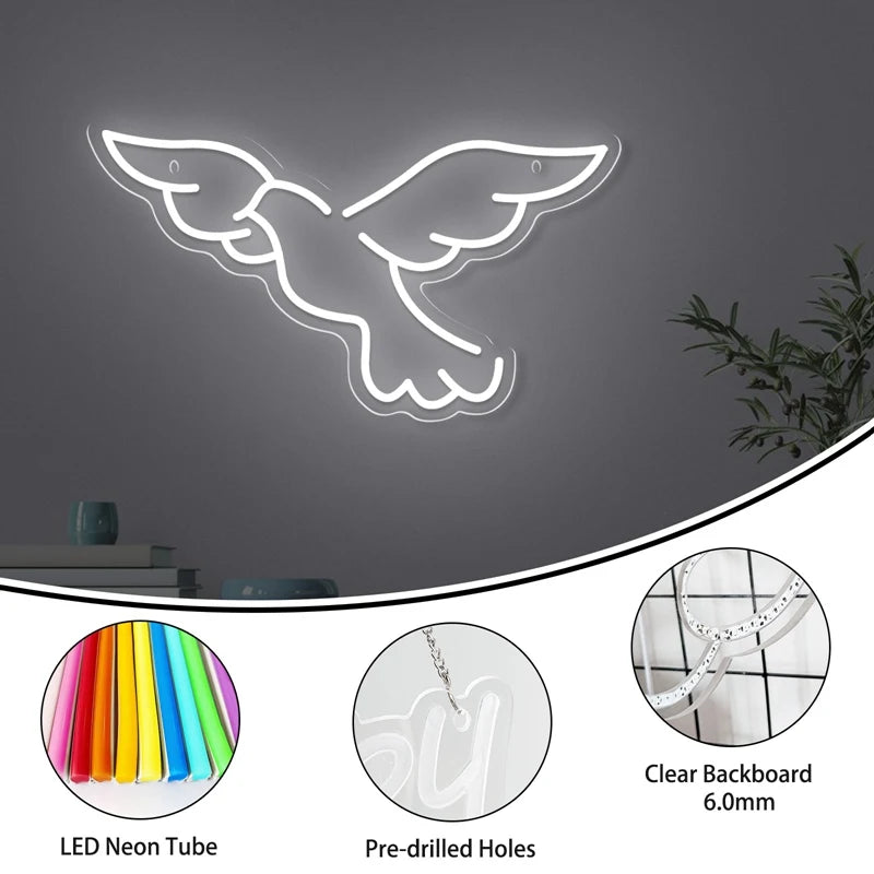 Peace Dove LED Neon Light Sign Acrylic Animals Neon Sign USB for Home Kids Bedroom Gaming Room Wall Art Decor Cartoon LED Sign