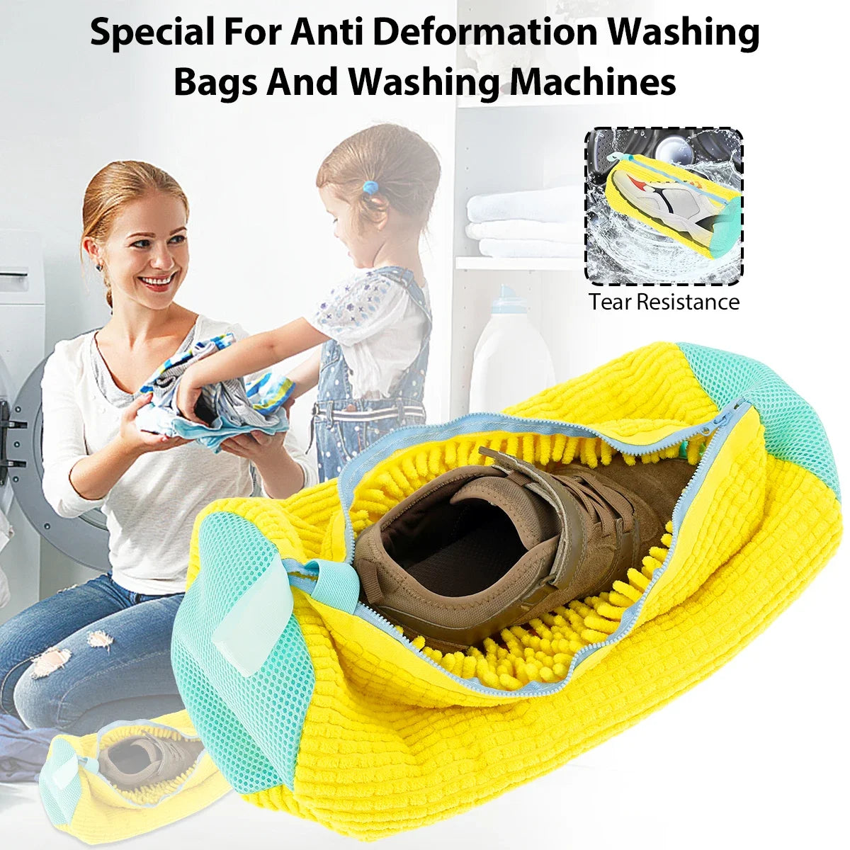 1/2Pc Shoe Washing Bag Cotton Laundry Bag Zippers Closure Shoe Cleaning Bag Friendly Laundry Bag Drying Bags