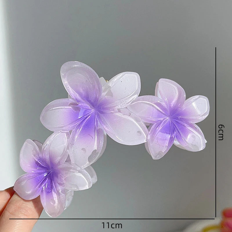 Fashion Gradient Egg Flower Hair Claws Clip Women Girls Sweet Acrylic Hairpins Summer Beach Hawaiian Headwear Hair Accessories