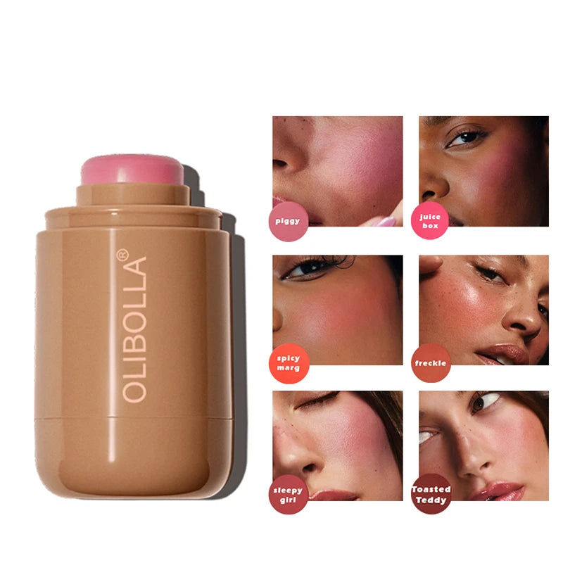 Magic Blush Stick 3-in-1 Cheek Lip Tinted Moistured Blush Stick Silky Brighten Blush Cream Blusher Cosmetics Tubes Matte Contour