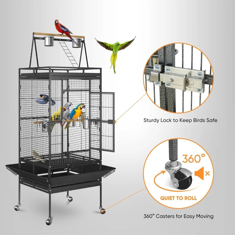 Bird Cage, Suitable for African Grey Small Quaker Parrot, Parrot, Sun Parrot, Green Cheeked Cone, Dove, Bukit Lovebird,Bird Cage