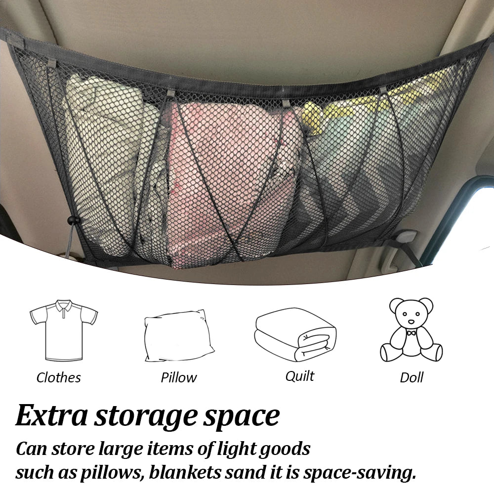 Universal Car Trunk Net Large Elastic Luggage Net Cargo Organizer Storage Nylon Stretchable Car Interior Mesh Network Pocket