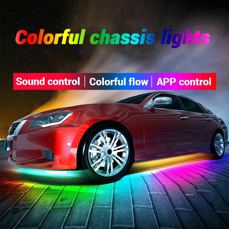 SEAMETAL Car Flexible Underglow Strip Light LED Underbody Remote APP Control RGB Neon Lights Atmosphere Lamp for Auto Decoration