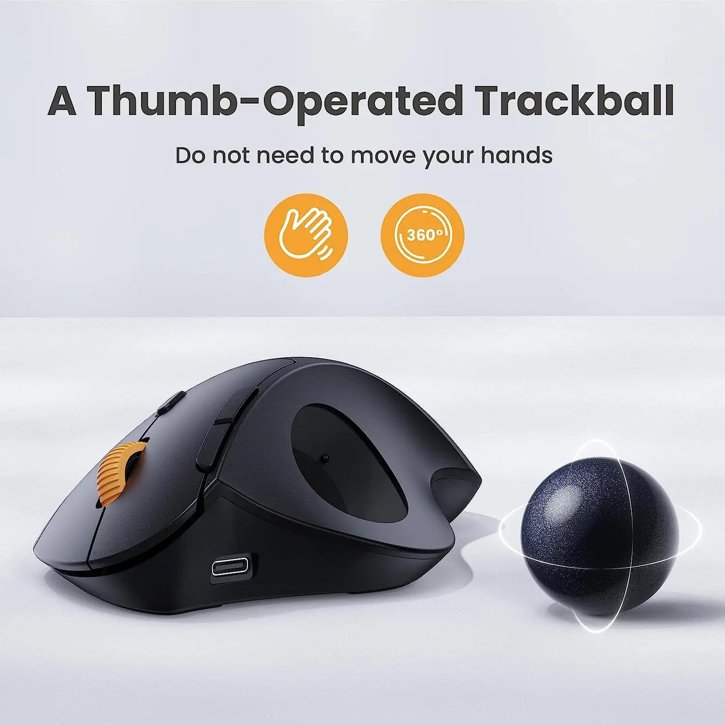 ProtoArc Wireless Trackball Mouse 2.4g Ergonomic Rollerball Mouse Rechargeable Bluetooth Computer Mice 3 Device Connection