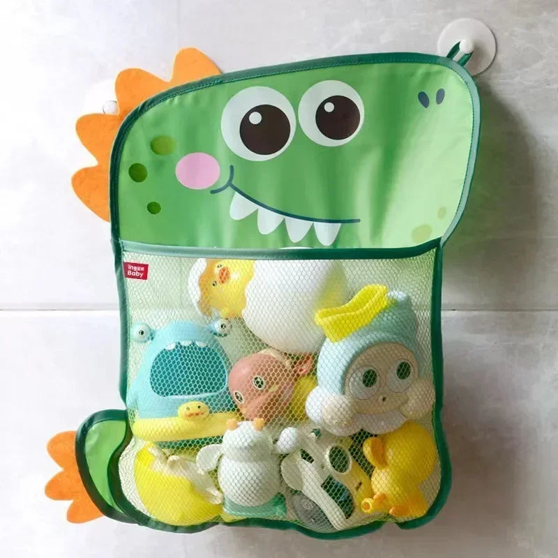 Baby Shower Toy Cute Duck Frog Net Toy Storage Bag Strong Suction Cup Baby Shower Game Bag Bathroom Organizer Water Toy