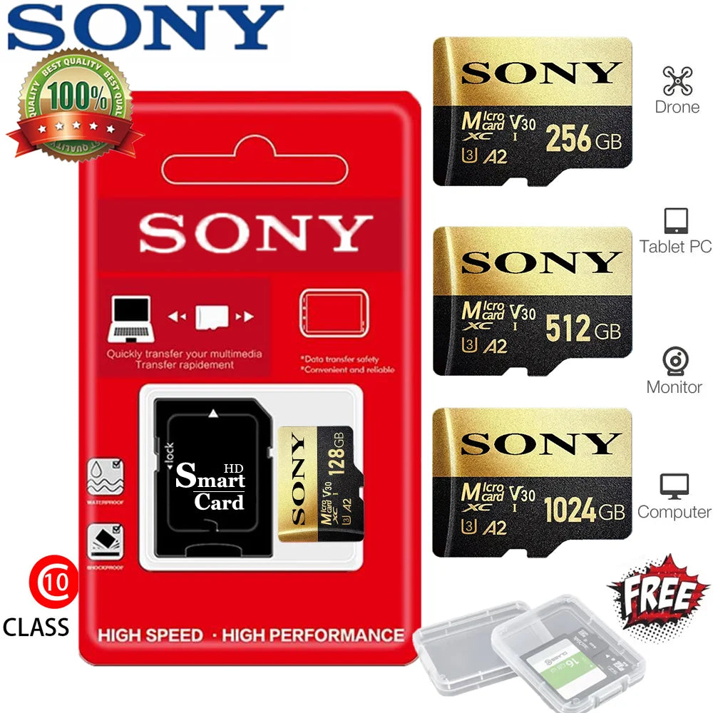 SONY Micro SD TF Card Mini 1TB Memory Card Class 128GB 256GB High Speed Cartao De Memoria Flash Memory TF Mecard C10 For Xiao Mi