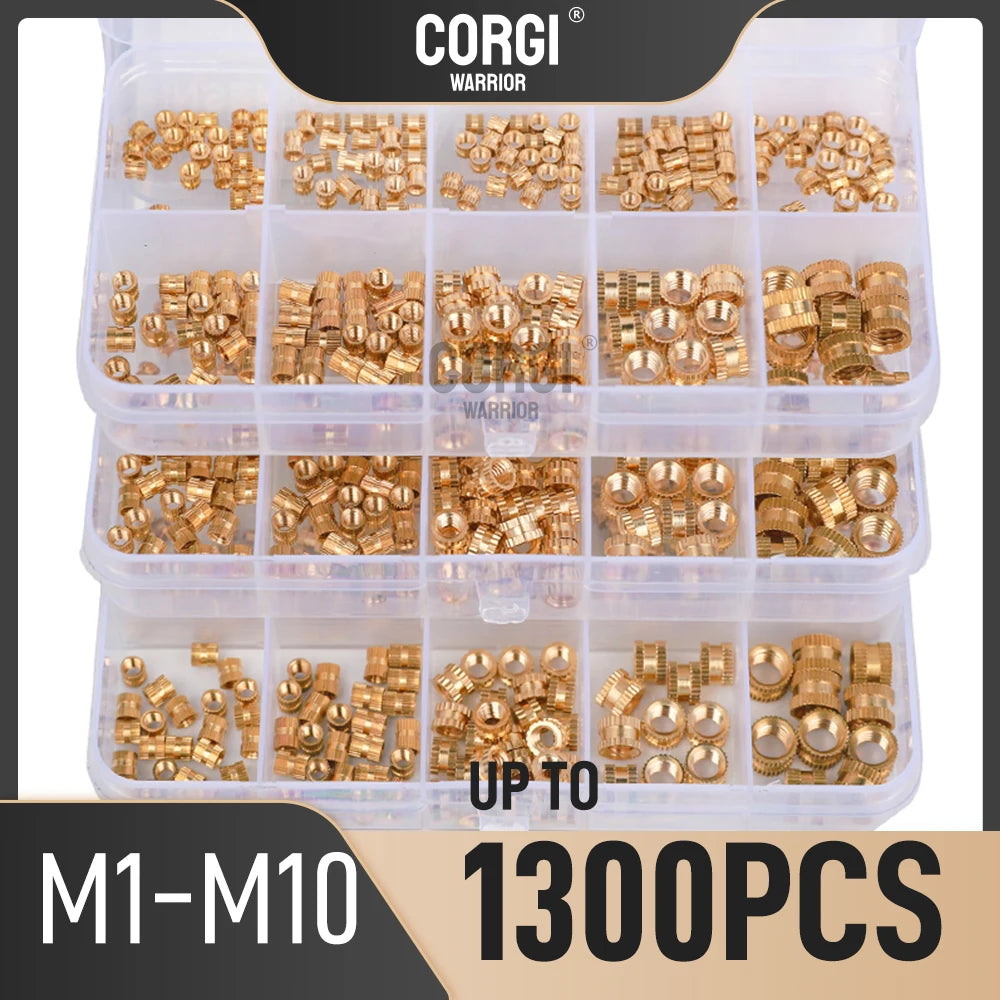 Threaded Brass Inserts 3D Printing Components Assortment Kit M1 M1.2 M1.4 M1.6 M1.7 To M10 Heat Knurled Heat Insert Nut 70-1300