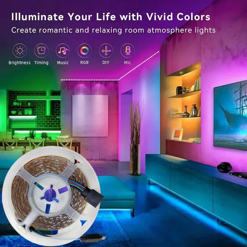 WIFI RGB LED Strip Light 5050 Bluetooth APP Control Led Flexible Diode Decoration For Festival Party TV Desk Bedroom