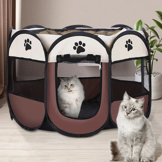 Cat Tent Outdoor Portable Folding Octagonal Pet Tent Oxford Bunai Cat Cat Dog Delivery Room Cat Kennel Dog Kennel Pet Fences