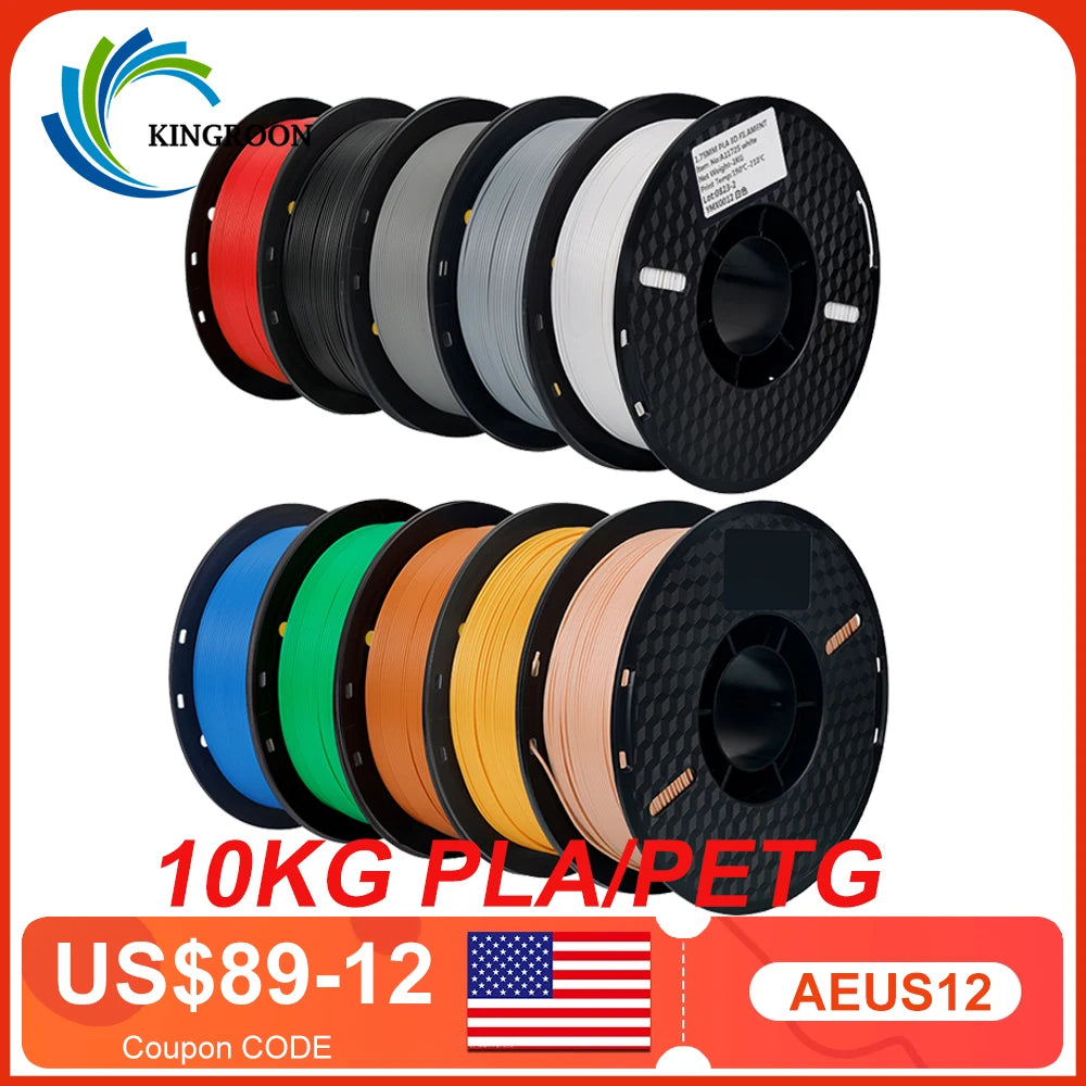 22LBS PETG PLA filament 3D Printer Filament 10 Rolls 1KG 1.75MM Odorless Eco-Friendly Good Tougness Mix Color Free Shipping