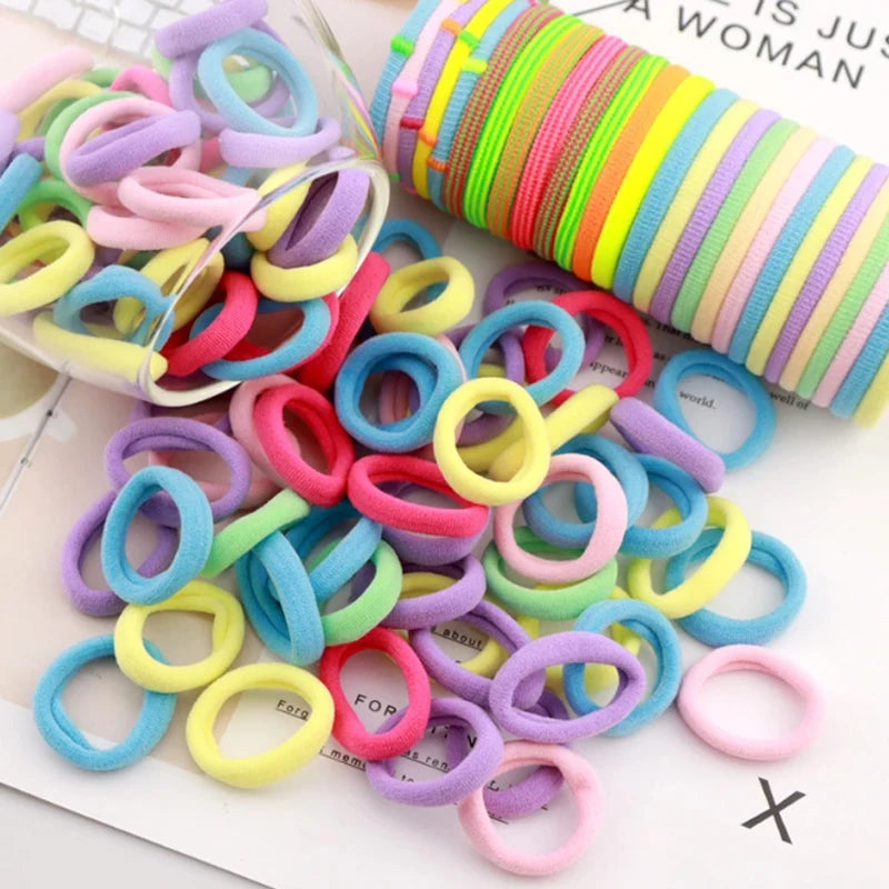 Women Girls Colorful Nylon Elastic Hair Bands Ponytail Hold Small Hair Tie Rubber Bands Scrunchie Hair Accessories