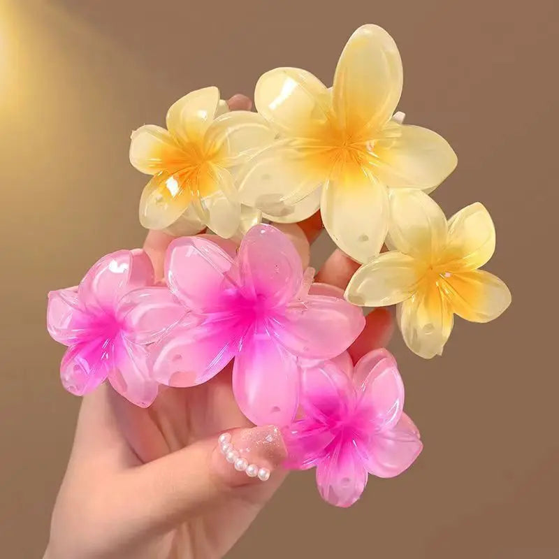 Fashion Gradient Egg Flower Hair Claws Clip Women Girls Sweet Acrylic Hairpins Summer Beach Hawaiian Headwear Hair Accessories