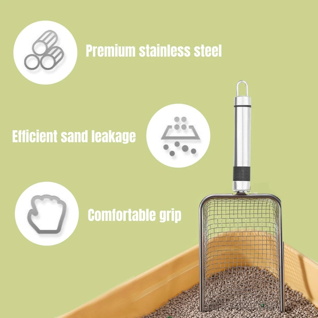 Stainless Steel Cat Manure Shovel Cat Litter Shovel Durable Cat Manure Shovel Stainless Steel Durable Handle Pet Cleaning Tool