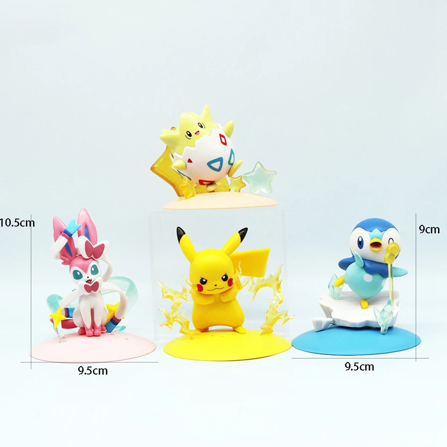 10cm Pokémon Anime Figure Kawaii Pikachu Action Figure Sylveon/Togepi/Piplup Figurine Room Ornaments Collection Model Toys Gifts