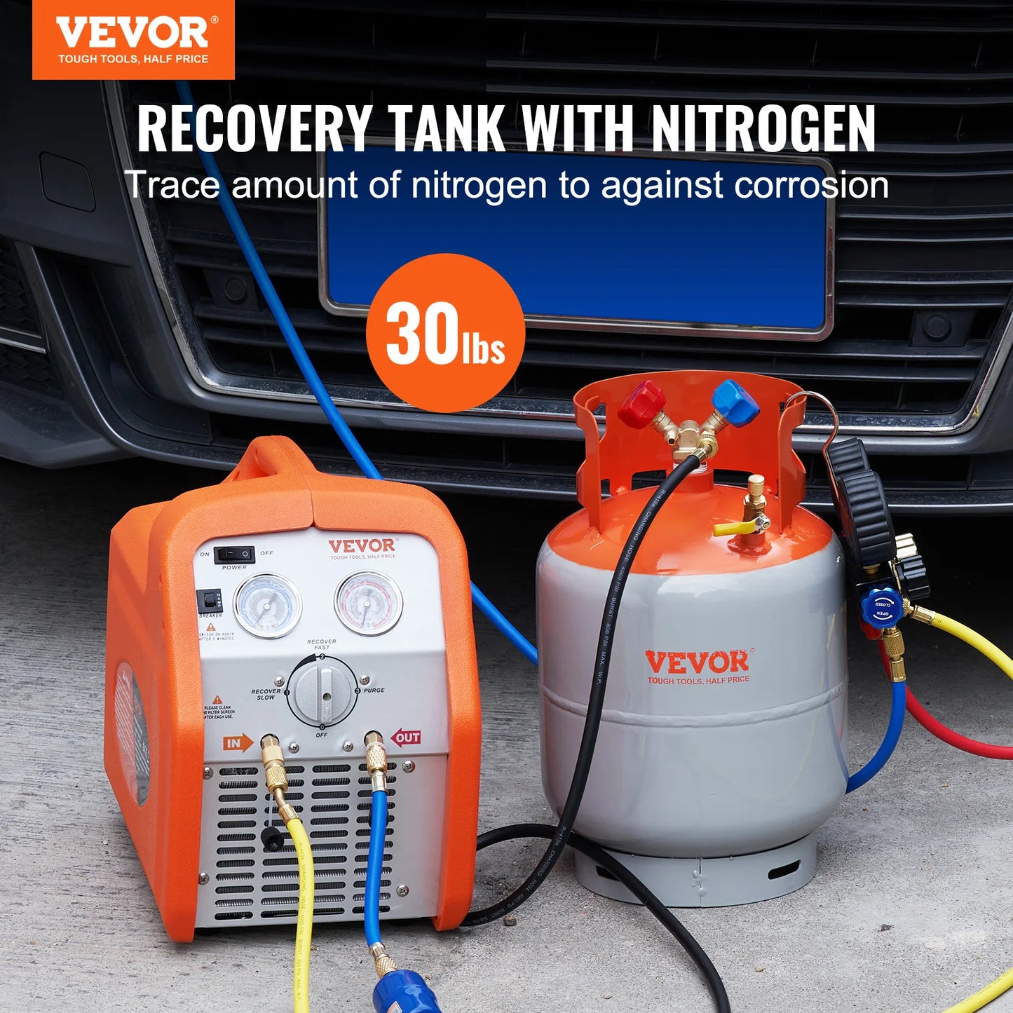 VEVOR Refrigerant Recovery Reclaim 30lb Cylinder Tank 400 PSI Liquid Rated Y Valve