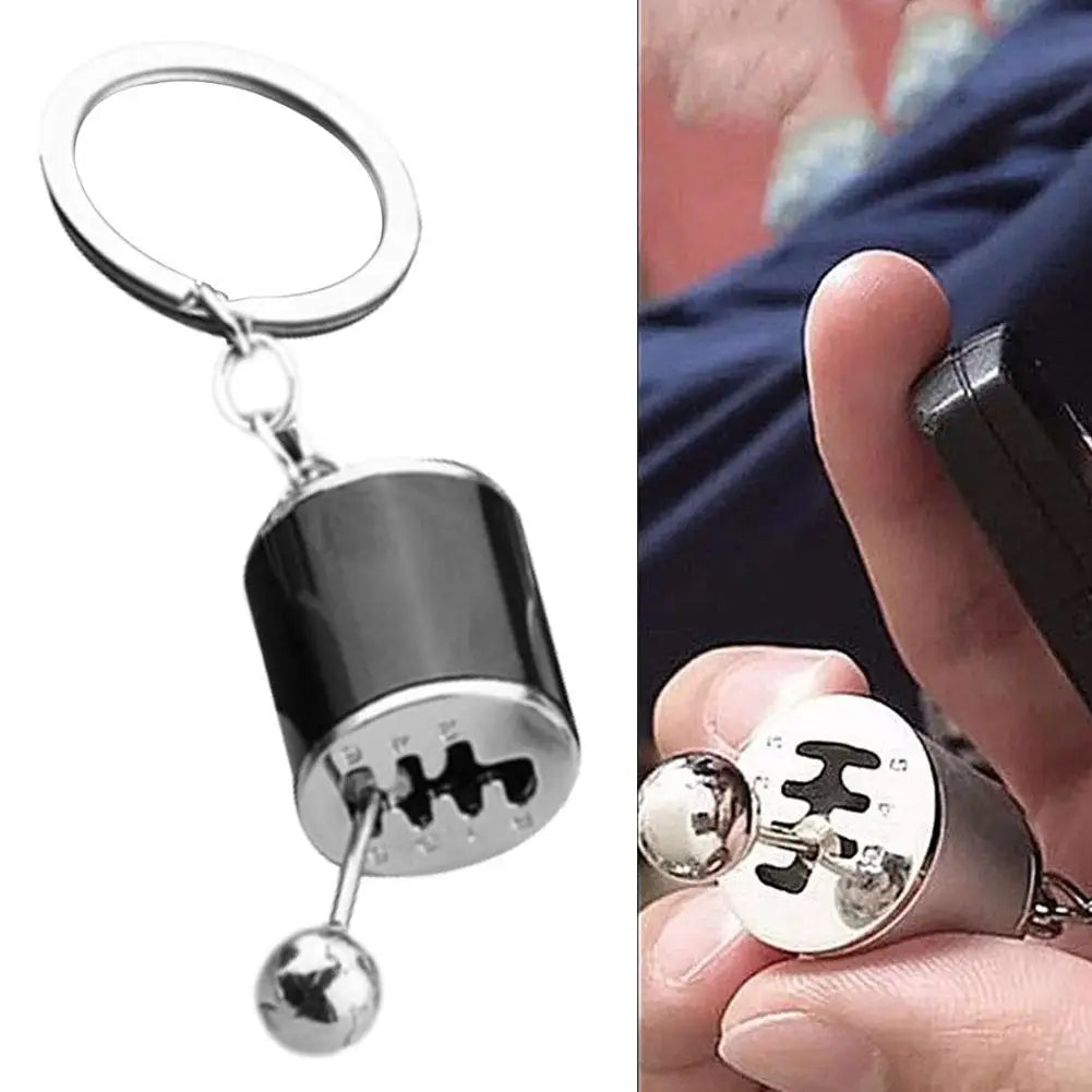 Creative Car 6 Speed Gear Head Keychain Car Styling Keyring Gear Knob Shift Stick Gift Car Interior